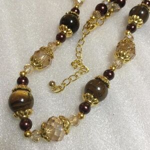 Tiger Eye And Crystal Necklace